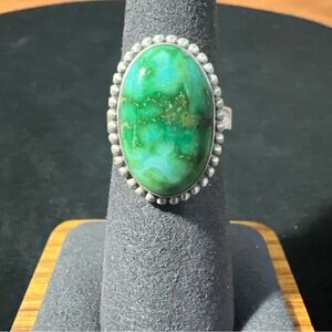 Sterling Silver Sonoran Mountain Gold Turquoise Adjustable Ring Size 6-8